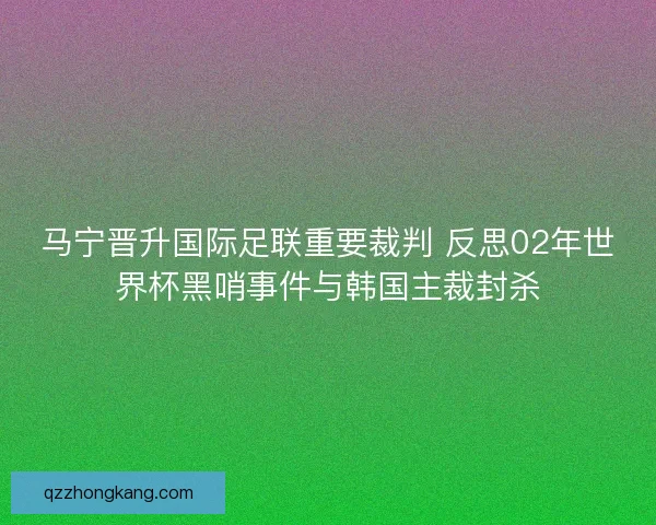 马宁晋升国际足联重要裁判 反思02年世界杯黑哨事件与韩国主裁封杀